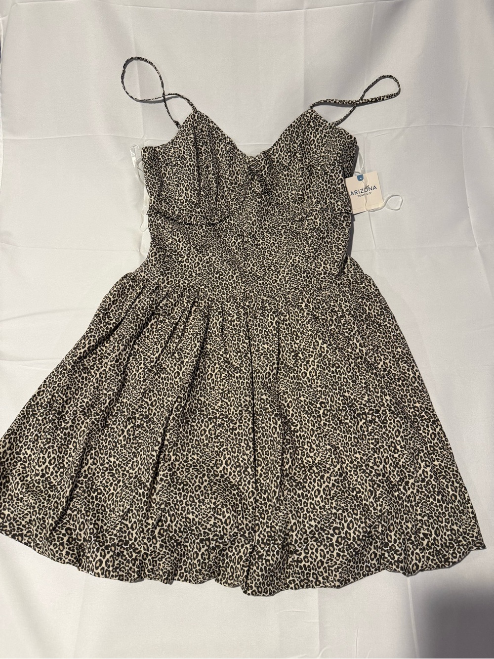 Arizona Jean Company Beige and Black Leopard Print Spaghetti Strap Dress